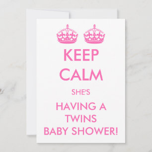 Invitation Vintage Keep Calm c'est une fille Jumeaux Baby Sho