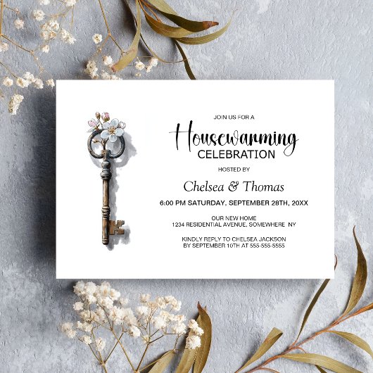 Invitation Vintage Key Housewarming Party