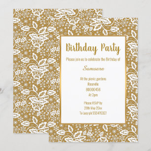 INVITATION VINTAGE LACE BLANCHE OR TOUTE OCCASION ANNIVERSAIR