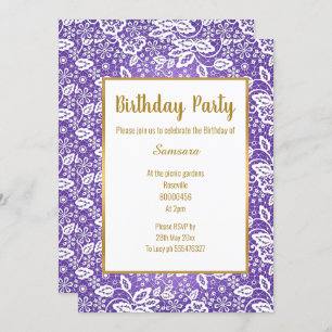 INVITATION VINTAGE LACE BLANCHE OR TOUTE OCCASION ANNIVERSAIR