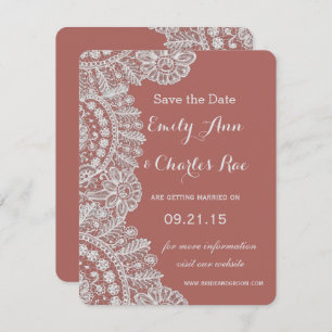Invitation Vintage Lace Marsala ou tout Mariage couleur