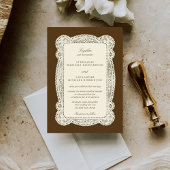 Invitation Vintage Lace Old Money Mocha Brown Wedding