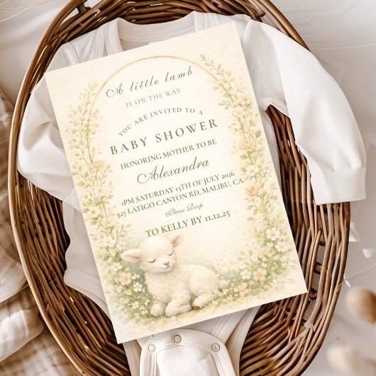 Invitation Vintage Lamb Meadow Arch Baby Shower