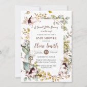 Invitation Vintage lapin lapin lapin Baby shower QR (Devant)