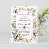 Invitation Vintage lapin lapin lapin Baby shower QR (Debout devant)