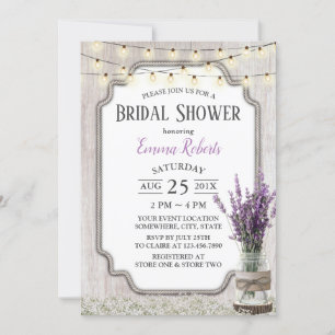 Invitation Vintage Lavande Floral Jar Elégante Fête des marié