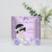 Invitation Vintage Lavande violet gris Baby shower fille (Debout devant)