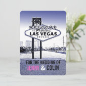 Invitation Vintage Lavender Blue Las Vegas Mariage invite (Debout devant)