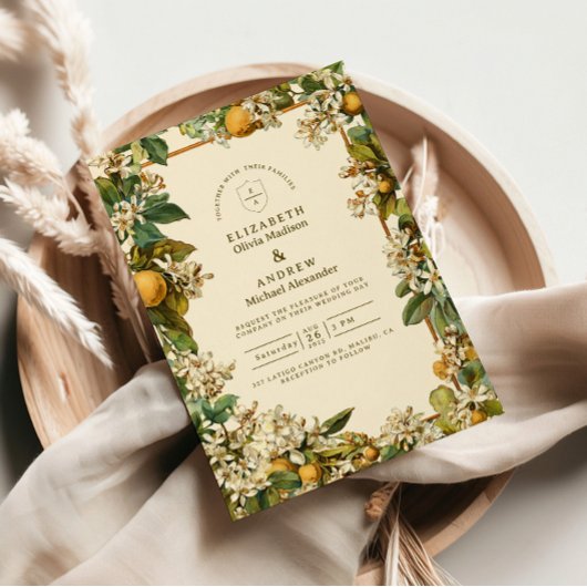 Invitation Vintage Lemon Blossom Botanical Wedding