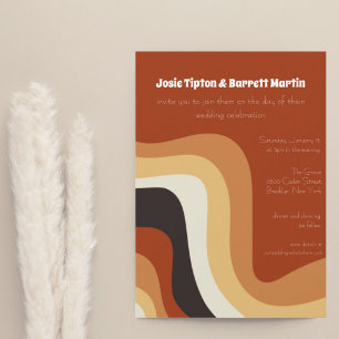 Invitation Vintage les années 70 Abstrait Waves Burnt Orange
