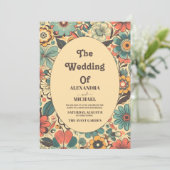 Invitation Vintage les années 70 Mariage (Debout devant)