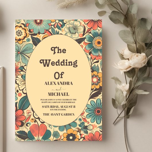 Invitation Vintage les années 70 Mariage