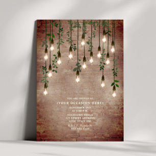 Invitation Vintage Lights Brick Botanical Party Générique
