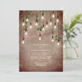 Invitation Vintage Lights brique Noël Mariage d'hiver (Debout devant)