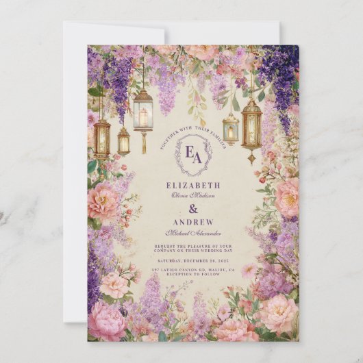 Invitation Vintage Lilac Blossom Rustique Mariage (Devant)