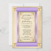 Invitation Vintage Lilac Gold Scroll Elegant Quinceañera (Devant)