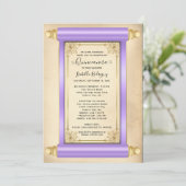 Invitation Vintage Lilac Gold Scroll Elegant Quinceañera (Debout devant)