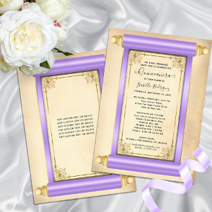 Invitation Vintage Lilac Gold Scroll Elegant Quinceañera