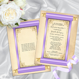 Invitation Vintage Lilac Gold Scroll Elegant Quinceañera