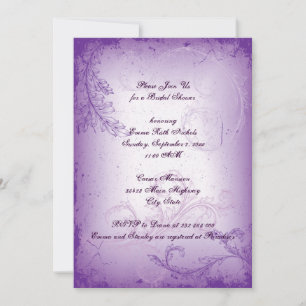 Invitation Vintage lilas violet feuille de rouleau douche nup