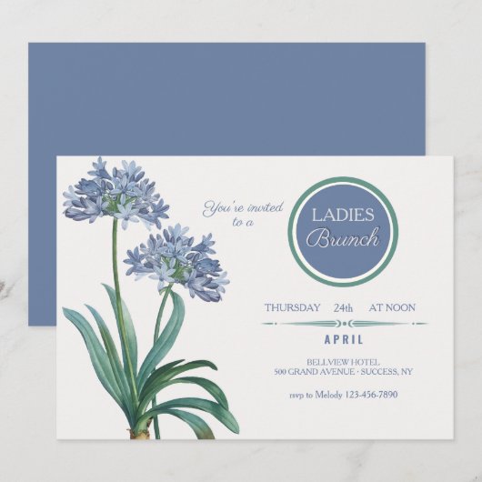 Invitation Vintage Lily Brunch (Devant / Derrière)