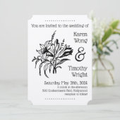 Invitation Vintage Lily Floral Mariage (Debout devant)