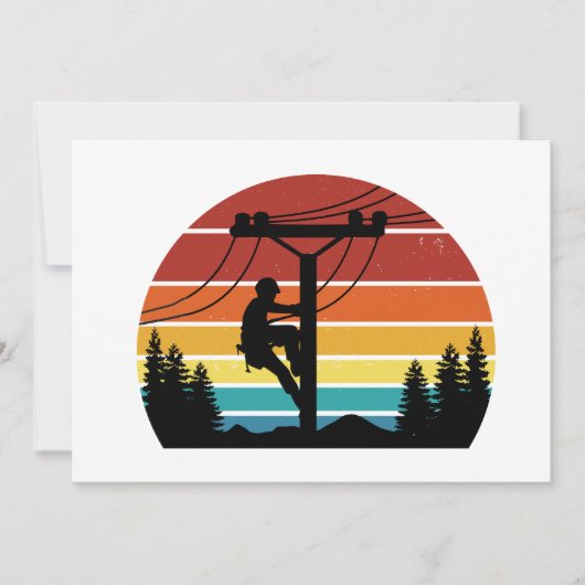 Invitation Vintage Lineman Sunset Retro (Devant)
