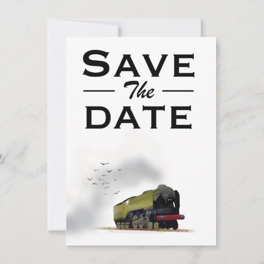 Invitation vintage Locomotive Enregistrez la date (Dos)