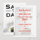 Invitation vintage Locomotive Save the Date (Devant / Derrière)