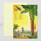 Invitation Vintage Los Angeles, Californie Mission avec Palm (Devant / Derrière)
