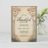 Invitation Vintage Lotus Thanksgiving (Debout devant)