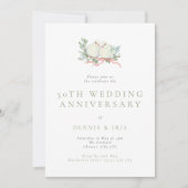Invitation Vintage Love Birds 50th Wedding Anniversary (Devant)