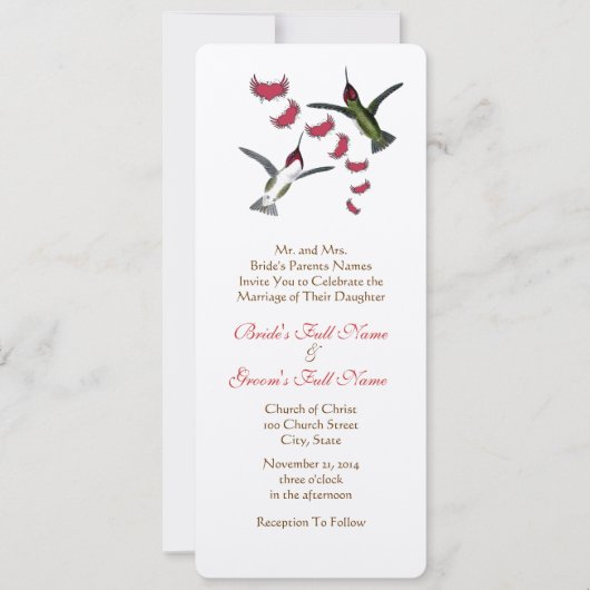 Invitation Vintage Lovebird Hummingbird Mariage (Devant)