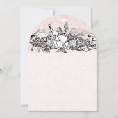 Invitation Vintage Lovebird Pink Musical Scroll Mariage (Devant)