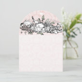 Invitation Vintage Lovebird Pink Musical Scroll Mariage (Debout devant)