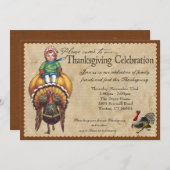 Invitation vintage lunatique de thanksgiving (Devant / Derrière)