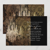 Invitation vintage lustre damassé mariage (Devant / Derrière)