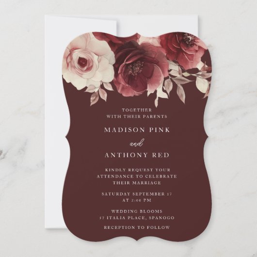 Invitation Vintage Luxe Radiance Bourgogne Mariage (Devant)