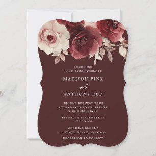 Invitation Vintage Luxe Radiance Bourgogne Mariage