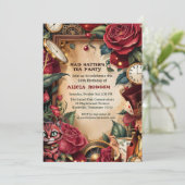 Invitation Vintage Mad Hatter Tea Party Birthday  (Debout devant)