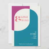 Invitation vintage Magenta Turquoise (Devant)