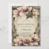 Invitation Vintage Magnolia Baby Shower (Devant)