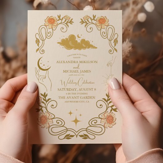 Invitation Vintage Mariage botanique mystique