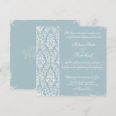 Invitation Vintage mariage damassé Blue (Devant / Derrière)