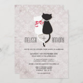 Invitation Vintage Mariage damassé de de Cat Coup (Devant / Derrière)