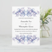 Invitation Vintage. Mariage de fleurs bleues et lilas (Debout devant)
