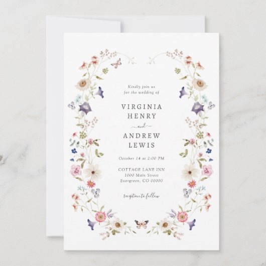 Invitation Vintage Mariage Floral (Devant)