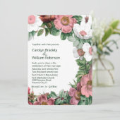 Invitation Vintage Mariage Floral (Debout devant)