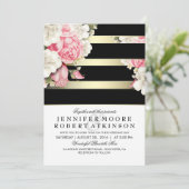 Invitation Vintage Mariage Floral (Debout devant)