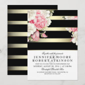 Invitation Vintage Mariage Floral (Devant / Derrière)